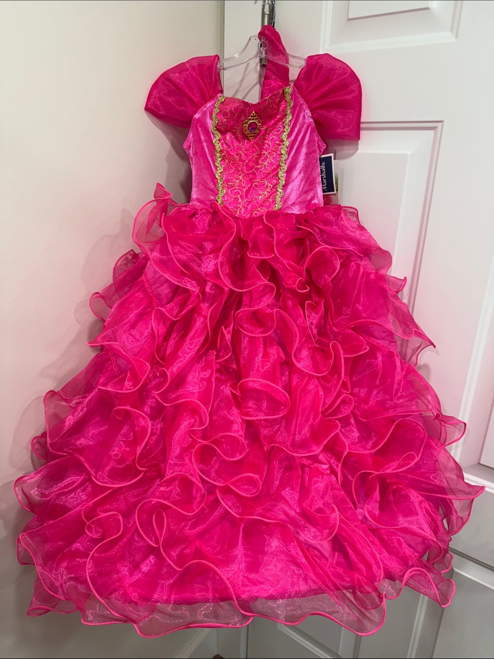 Girls Fuchsia Ruffled Princess Dress & Crown NWT